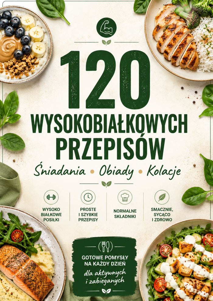 120 wysokobiałkowych przepisów — śniadania, obiady, kolacje
